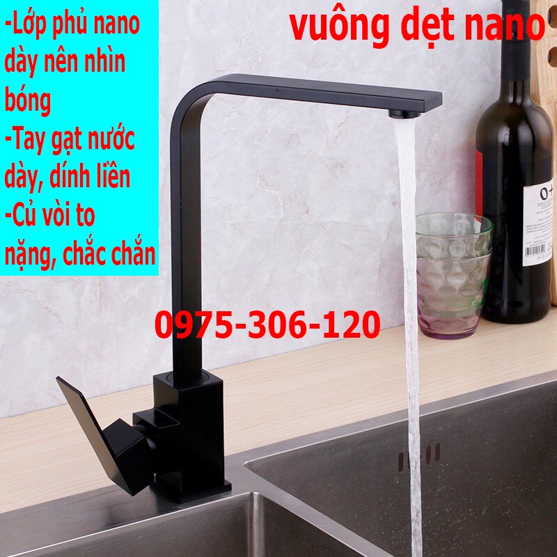 (NANO 5 LỚP CHỐNG TRẦY) Vòi Rửa Chén Bát Nóng Lạnh INOX 304 phủ nano Quay 360 độ sử dụng được 2 hộc chậu