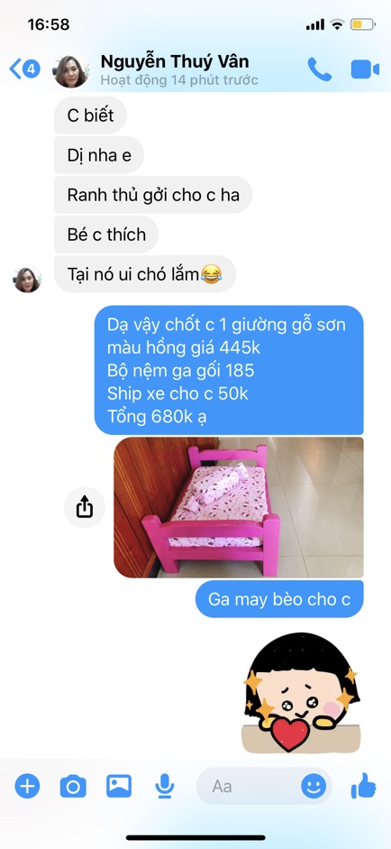 Giường gỗ cho thú cưng màu hồng