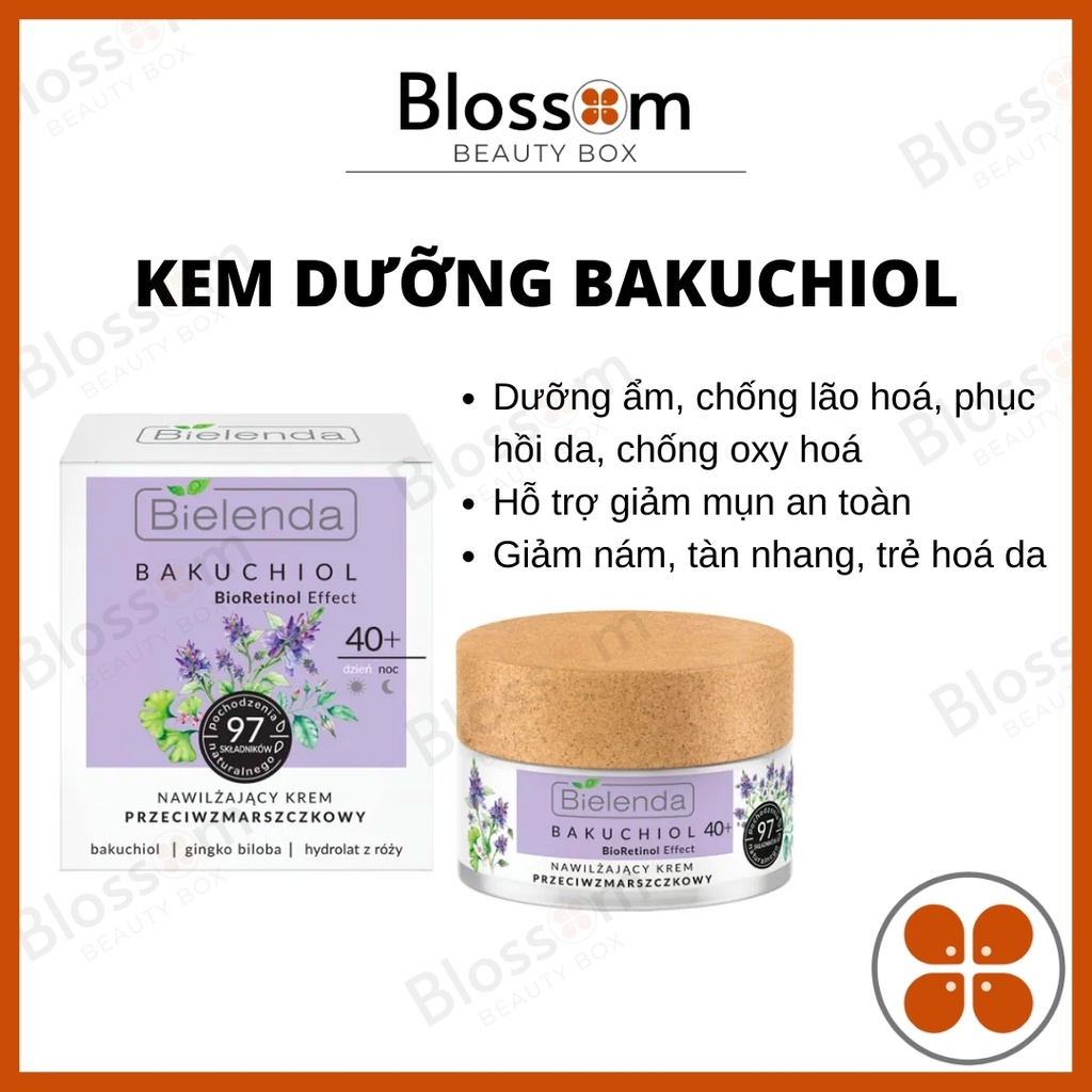 Kem dưỡng ẩm chống lão hoá Bielenda Bakuchiol Bio Retinol Effect Anti-wrinkle Moisturizing 40+