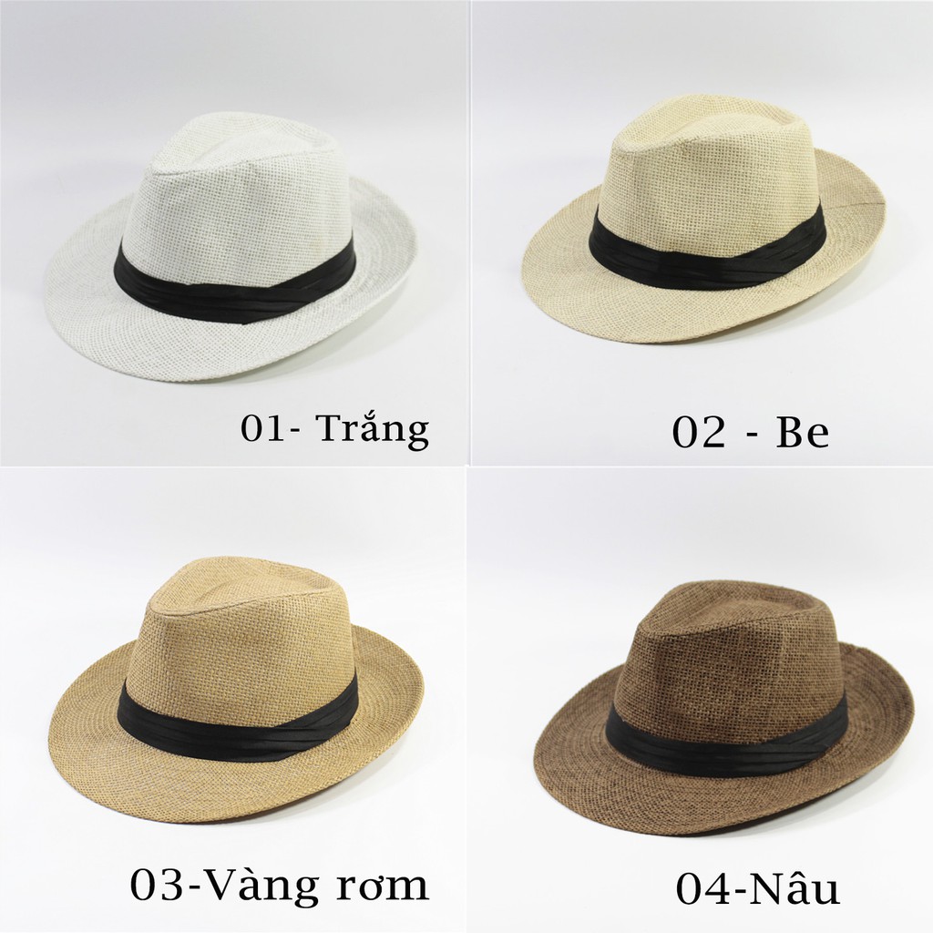 Mũ cói đi biển panama cao bồi cowboy unisex M19-14