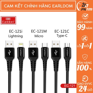 🛑CHÍNH HÃNG EARLDOM🛑 Cáp Sạc Bọc Dù 1M CHÍNH HÃNG EARLDOM EC - 121 | Phụ Kiện Thông Minh 247 VN
