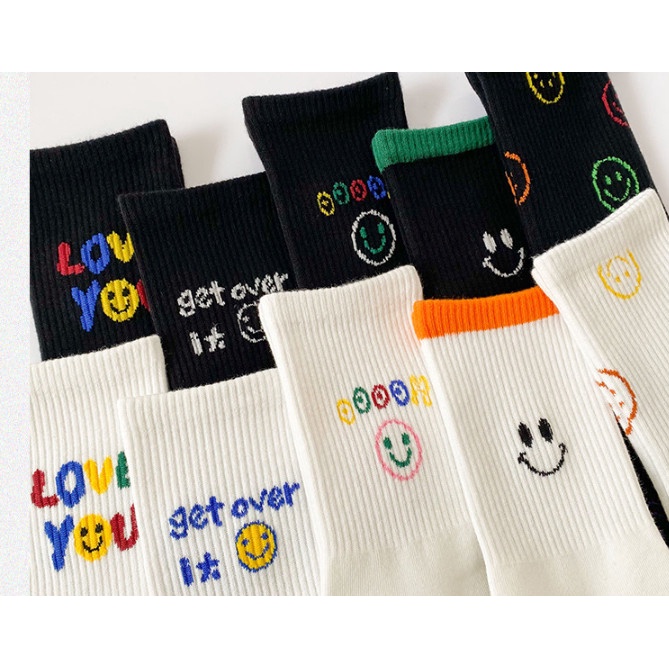 Vớ Tất hoạ tiết mặt cười cổ cao Nam Nữ phong cách thể thao, năng động.