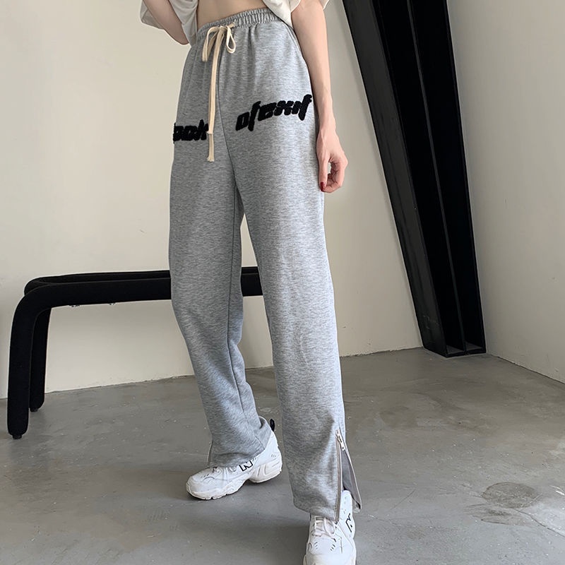 Quần ống rộng Có Khóa Kéo In Chữ Thiết Kế Mới Năng Động Thời Trang Dành Cho Nữ