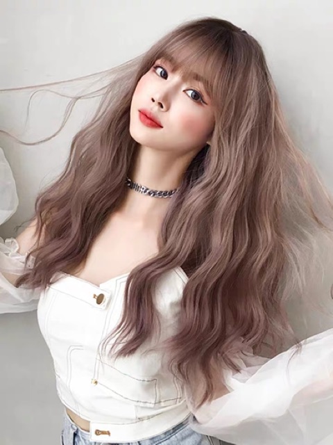 Tóc giả nguyên đầu xù lửng  hồngFREESHIP❤️❤️ mã 8184