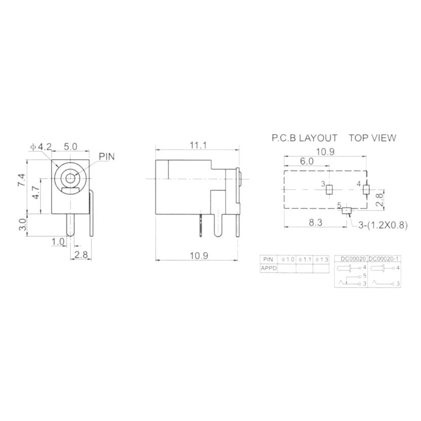 Set 20 Đầu Cắm Nguồn Dc-002 Dc002 3.5x1.3mm 3pin