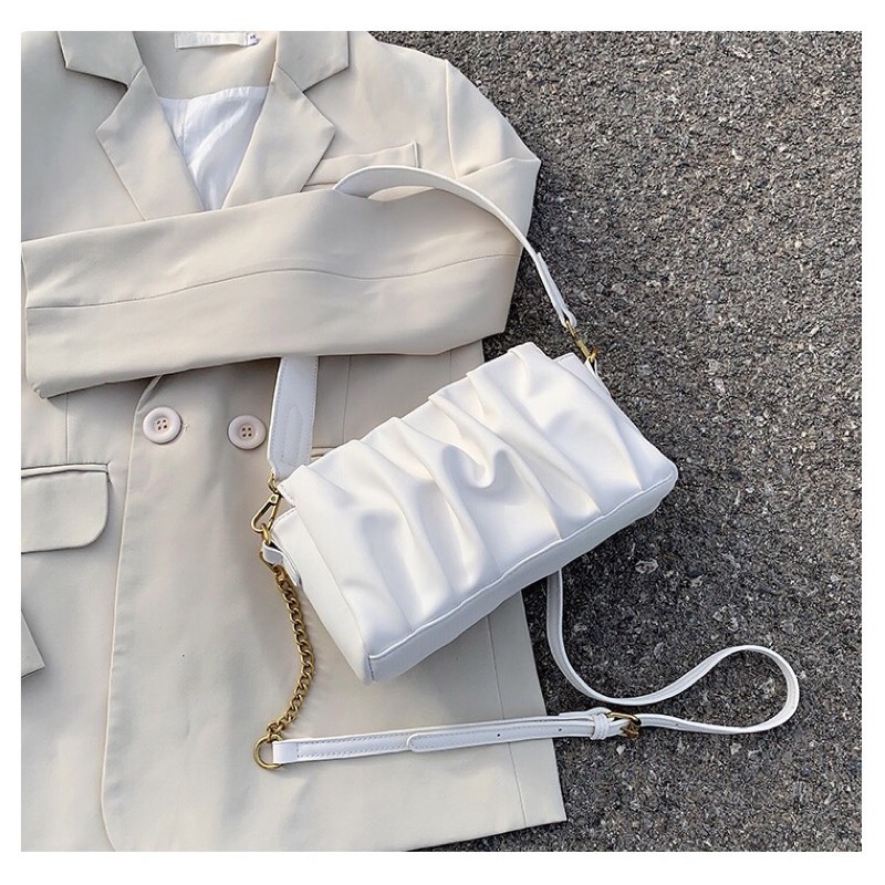 Túi xách nhún da mềm - mang được 2 kiểu, 2 màu đen trắng