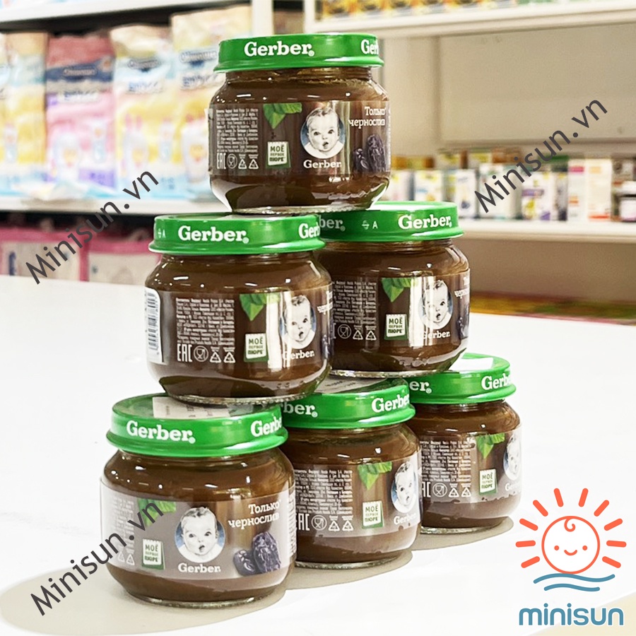 Mận đen Gerber Nga chống táo bón nghiền nhuyễn cho bé từ 4 tháng chính hãng 80g
