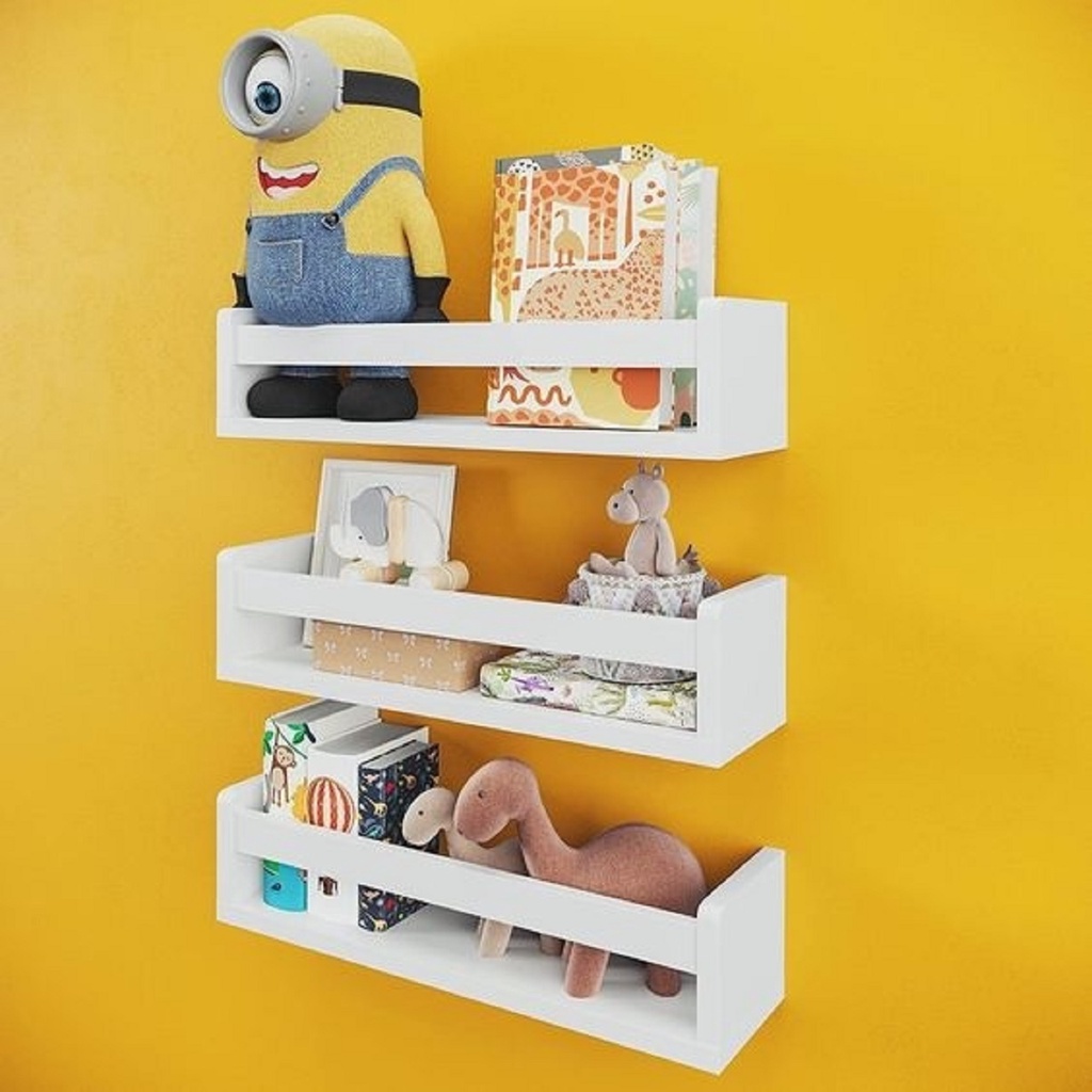 Giá sách gỗ kiêm decor chữ U TopV kệ sách để bàn treo tường để đựng đỡ kê vở cho bé nhỏ mini giá rẻ trắng Làm vườn TopV