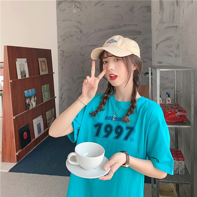 Áo thun nam nữ unisex tay lỡ phông form rộng 1997 teen cổ tròn oversize cotton giá rẻ màu đen trắng tee pull freesize