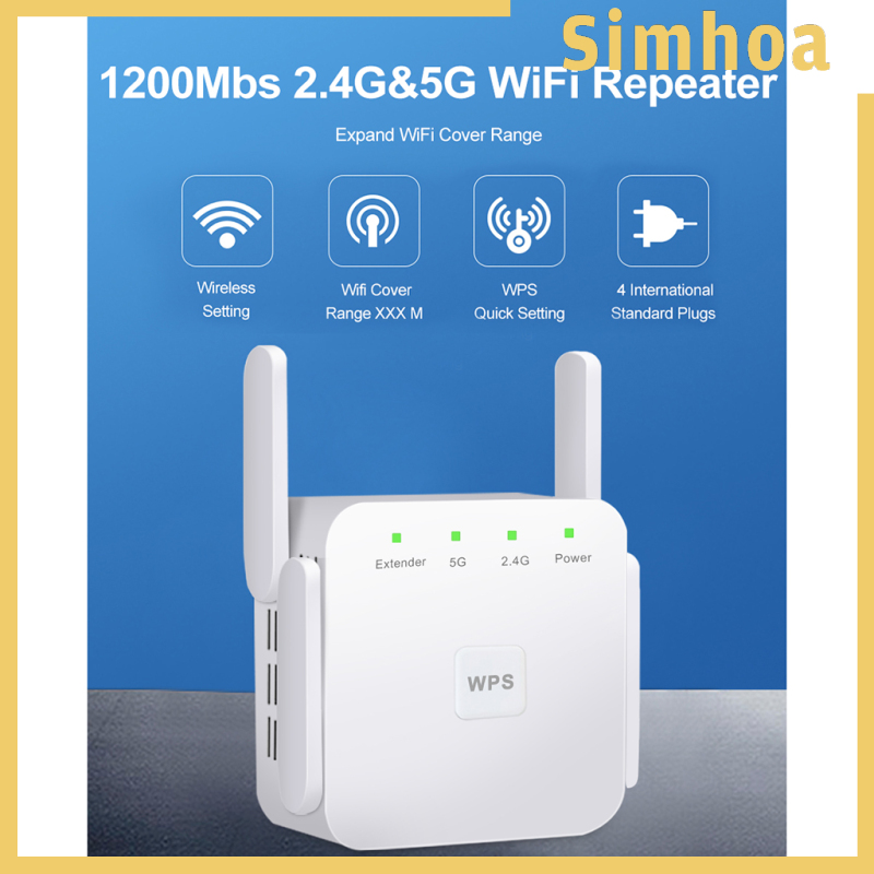 Bộ Khuếch Đại Sóng Wifi 4 Ăng Ten 1200mbps 2.4g 5g Phích Cắm Kiểu Uk