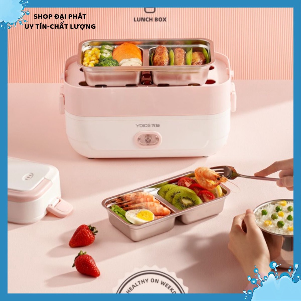 Hộp cơm cắm điện Yoice Y-FH5A, 1.4 lít, inox 304, nấu chín cơm, hâm nóng, giữ nhiệt, hộp cơm văn phòng, cặp lồng điện
