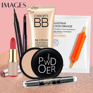 MS0054 Combo bộ trang điểm 6 món Kem BB + Bút tạo khối + Phấn phủ + Chì kẻ mày + Bút kẻ mắt + Son lì + Mặt nạ dưỡng ẩm