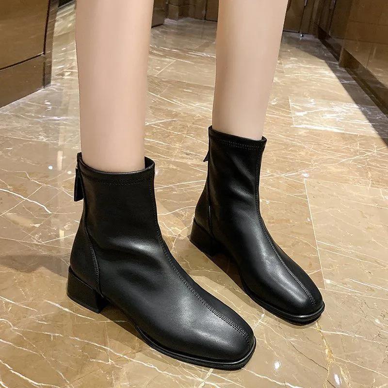 Giày Boot Cao Gót Thiết Kế Mỏng Kiểu Dáng Mới Có Size Lớn Từ 35-43 Cao Cấp Thời Trang Mùa Xuân Thu Dành Cho Nữ / Size 41