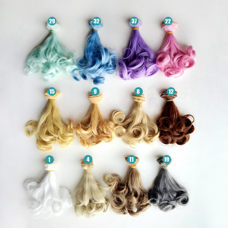 Bộ Tóc Giả Xoăn Nhiều Màu Chịu Nhiệt Độ Cao 15/25cm Thời Trang Cho Búp Bê