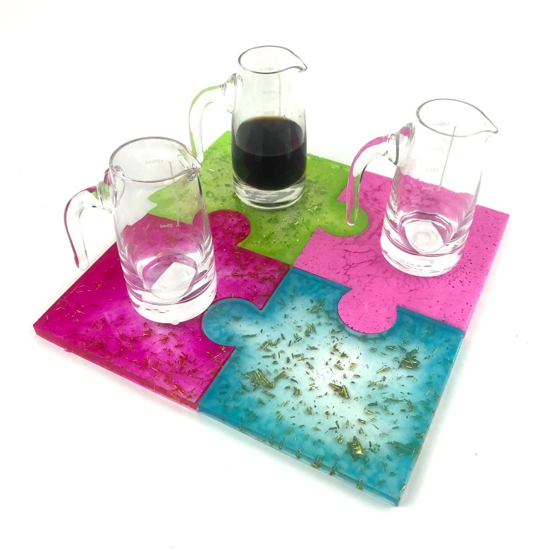 Khuôn Silicone Làm Đế Lót Ly Bằng Epoxy UV Hình Mảnh Ghép Hình DIY