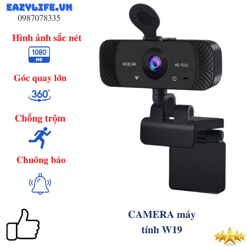 Camera máy tính W19, tự động lấy nét, khử tiếng ồn cho webcam cuộc gọi video trực tiếp, có microphone | WebRaoVat - webraovat.net.vn