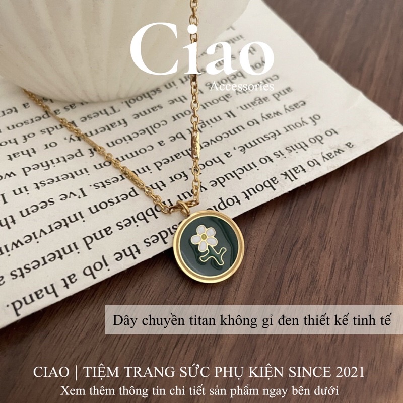 [HOẢ TỐC 1H] Dây chuyền/ Vòng cổ titan không đen gỉ thiết kế hoạ tiết hình hoa cúc hoạ mi Bairnwort Ciao