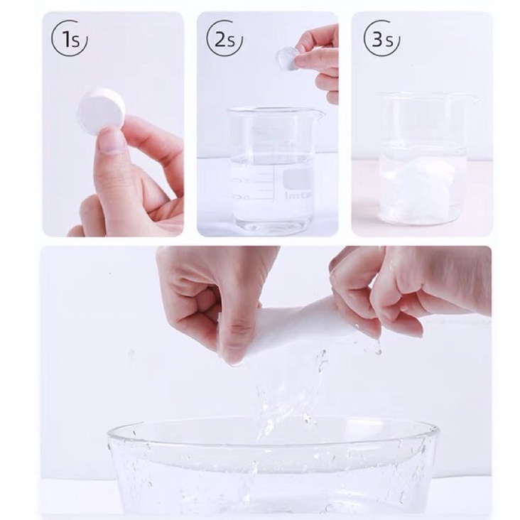Khăn lau cotton dạng nén dùng một lần đi chơi du lịch cầm tay nhỏ gọn tiện dụng