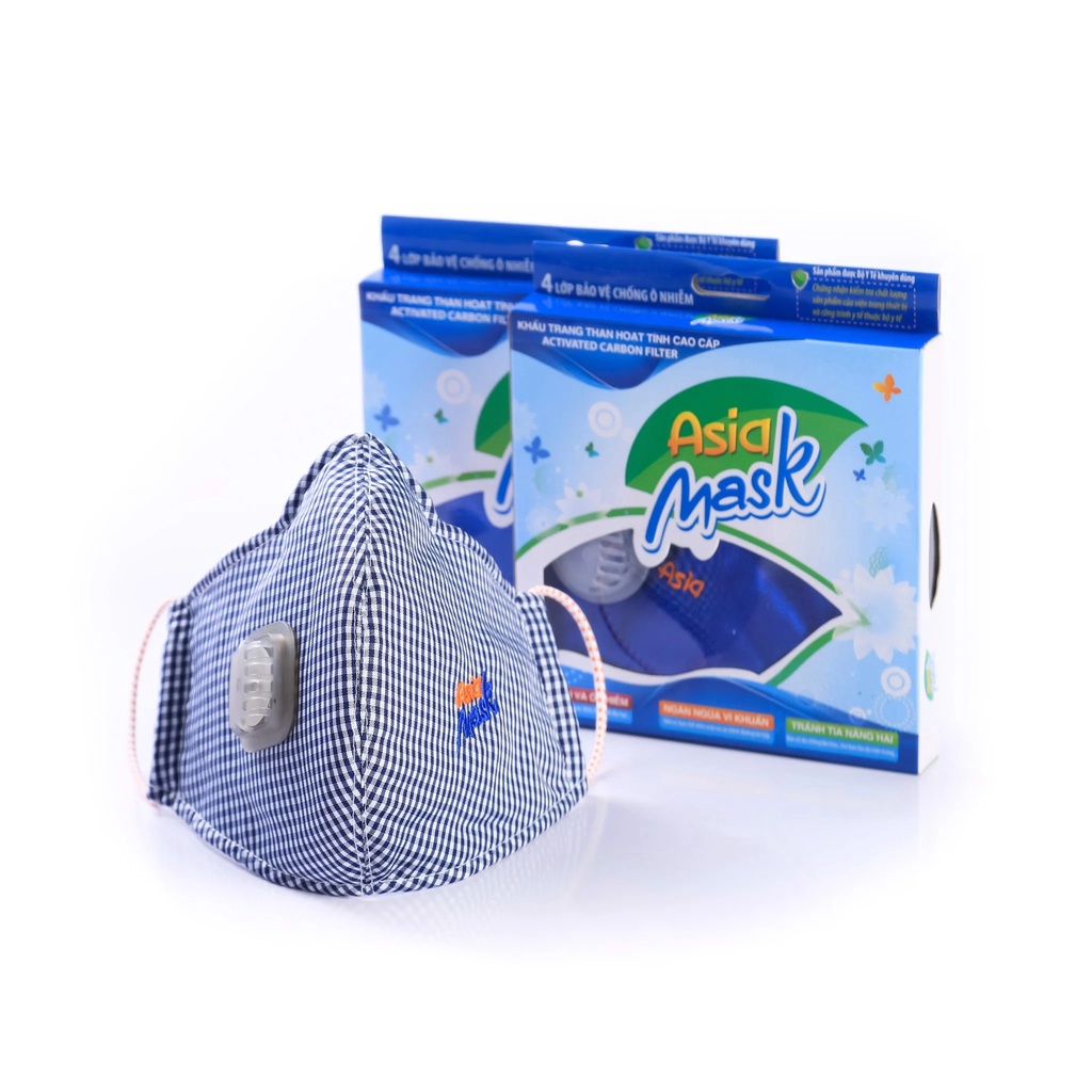 Khẩu Trang Than Hoạt Tính Asia Mask Có Van Thoát Không Khí Hộp 1 Chiếc