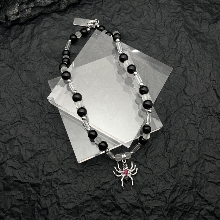 Vòng cổ Xương Quai Xanh Đính Đá Hình Nhện Phong Cách punk Cho Nam Và Nữ