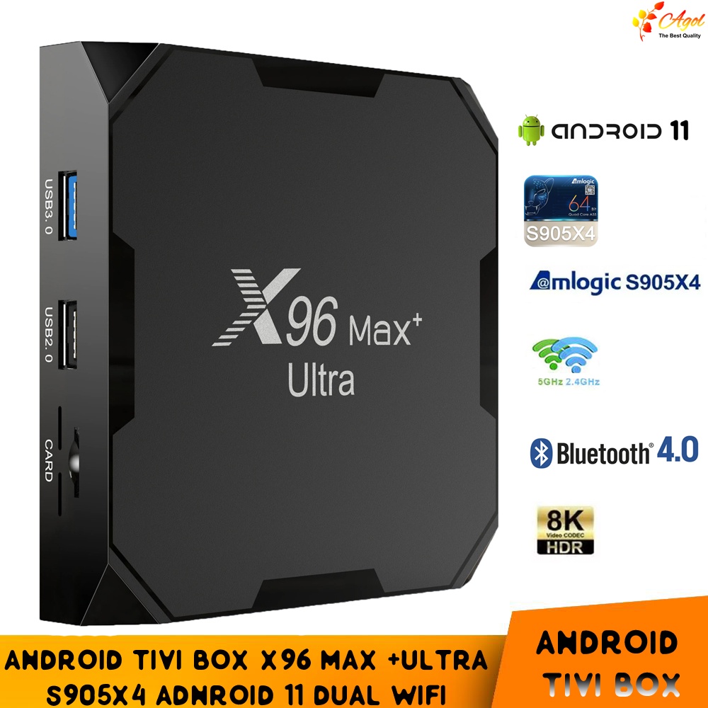 ANDROID TV X96 MAX + ULTRA 4GB RAM 32G ROM WIFI KÉP ANDROID 11 CÓ BLUETOOTH CÀI SẴN ỨNG DỤNG XEM PHIM HD VÀ TRUYỀN HÌNH