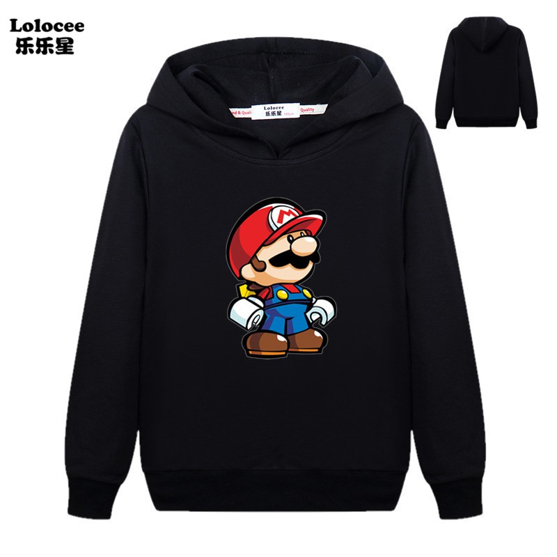 Áo Hoodies Có Nón Dài Tay In Hình Super Mario Cho Bé