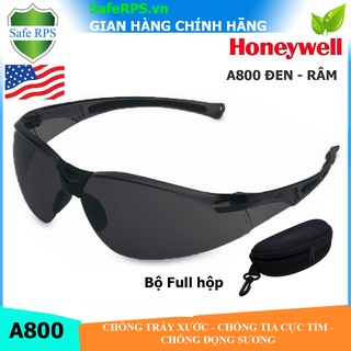 Kính bảo hộ Honeywell A800 kính râm chống bụi chống trầy xước , ôm sát mắt - đọng hơi nước - tia UV (màu đen)