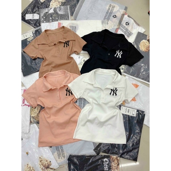 Áo thun nữ ôm body cổ bẻ polo thêu  phong cách hàn quốc cực dễ thương mẫu mới thời trang 2021 | BigBuy360 - bigbuy360.vn