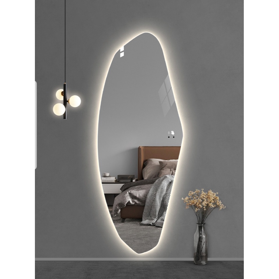 Gương toàn thân led cảm ứng cao cấp hình viên đá nghệ thuật VUADECOR kích thước 80x180cm (Full phụ kiện)