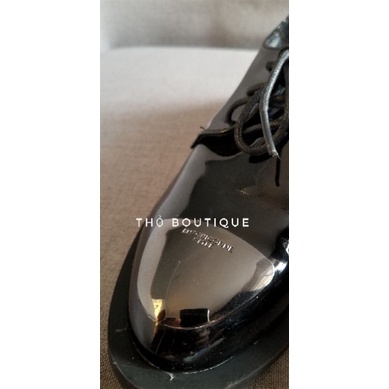 Giày Oxford CITTÀ DEA Encoricorne Style da bóng đen cột dây đế cao 2cm size 37