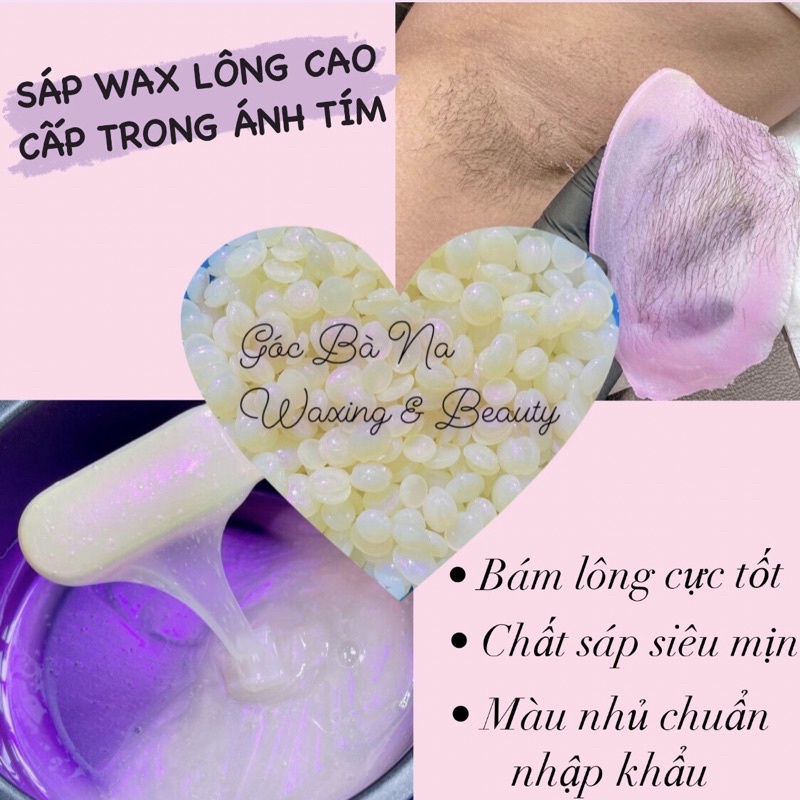 Sáp wax lông nóng trong ánh tím hard wax bean cao cấp nhập khẩu 100gr giúp làm sạch lông vùng cơ thể , nách , bikini