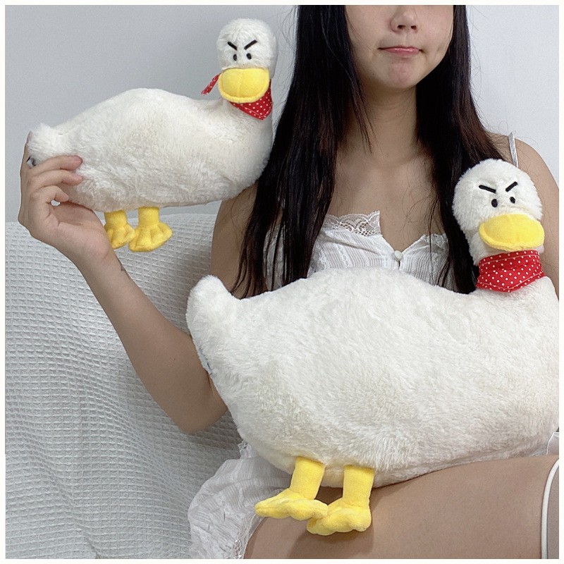 Gấu bông Vịt đeo khăn dễ thương mặt siêu quạo 2 màu đen trắng NEOCI