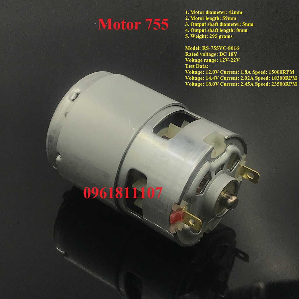 Motor 755 12V 18V cho máy khoan pin