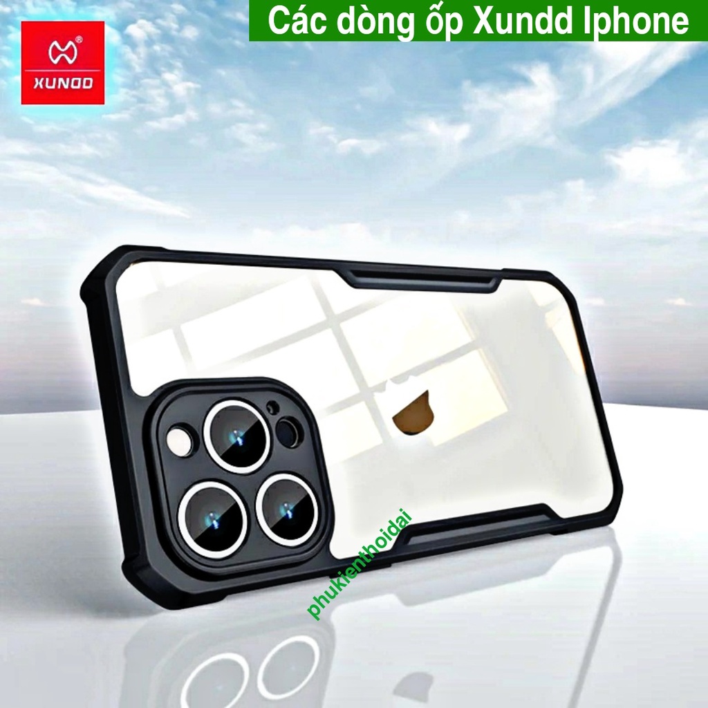 Ốp lưng Xundd Iphone Xs Max / 13 Pro Max / 14 Pro Max 15 Pro Max / X / Xs / 12 Pro Max / 11 Pro Max lưng trong viền màu