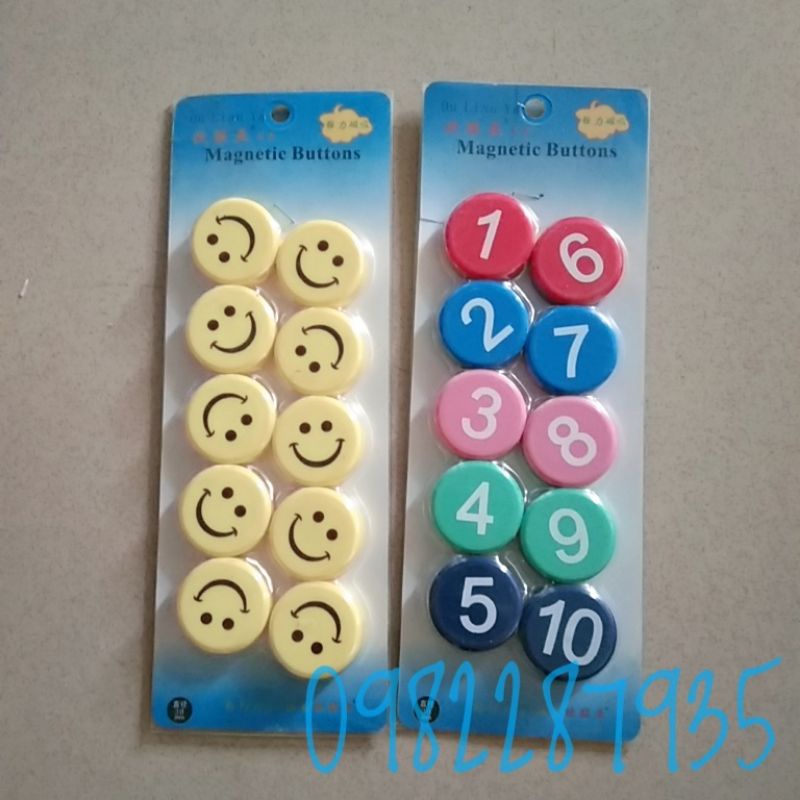 Nam châm số, mặt cười vỉ 10 viên đường kính 30mm