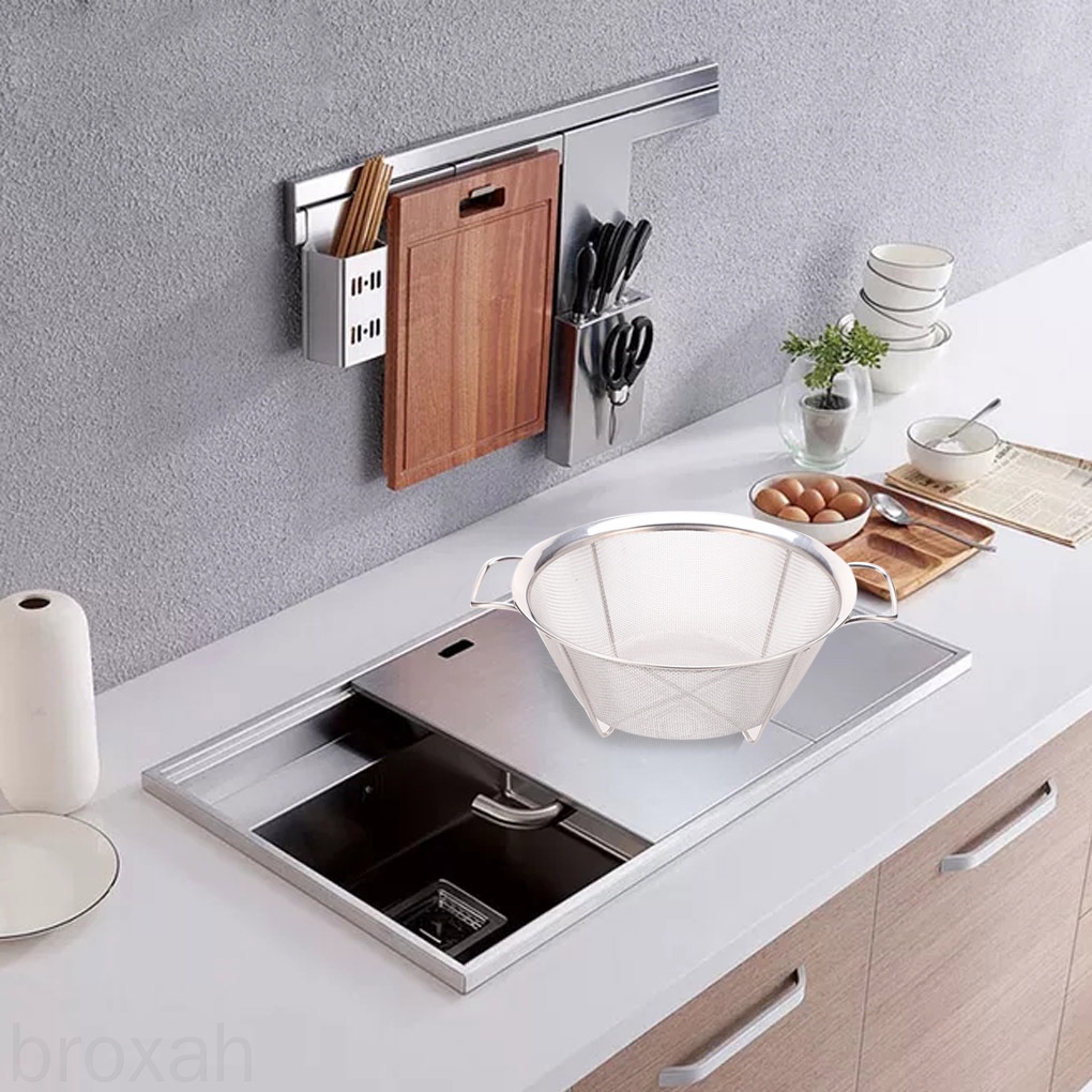 Rổ rây lọc nước rau củ quả thép không gỉ có tay cầm tiện lợi dành cho nhà bếp