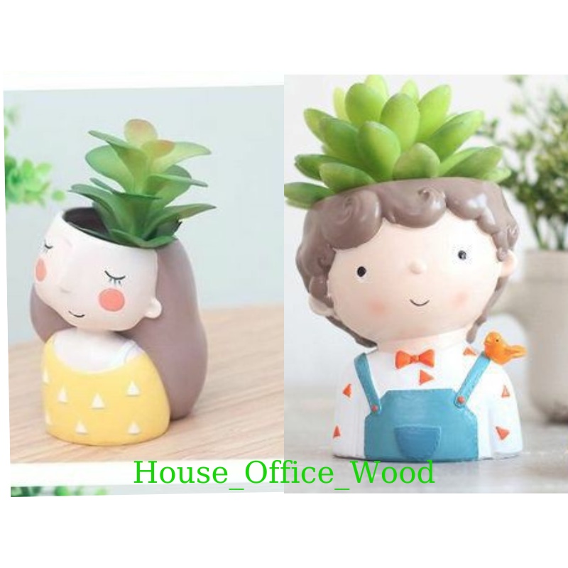 Chậu trồng sen đá, xương rồng mini hình Bạn trai, bạn Gái siêu xinh, Giao ngẫu nhiên