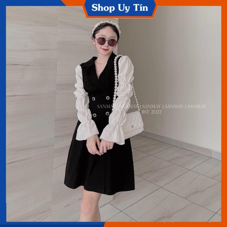 Đầm công sở Ôm Dáng  cổ sơ mi tay dài bo nhún váy dự tiệc sang trọng kiểu dáng Hàn quốc nhẹ nhàng cá tính VD052 | BigBuy360 - bigbuy360.vn