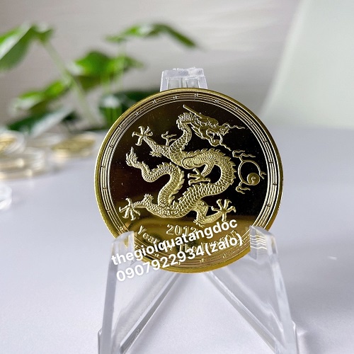 Đồng Xu Úc Hình Con Rồng Mạ Vàng 2012, đồ lưu niệm, trưng bày, quà tặng may mắn