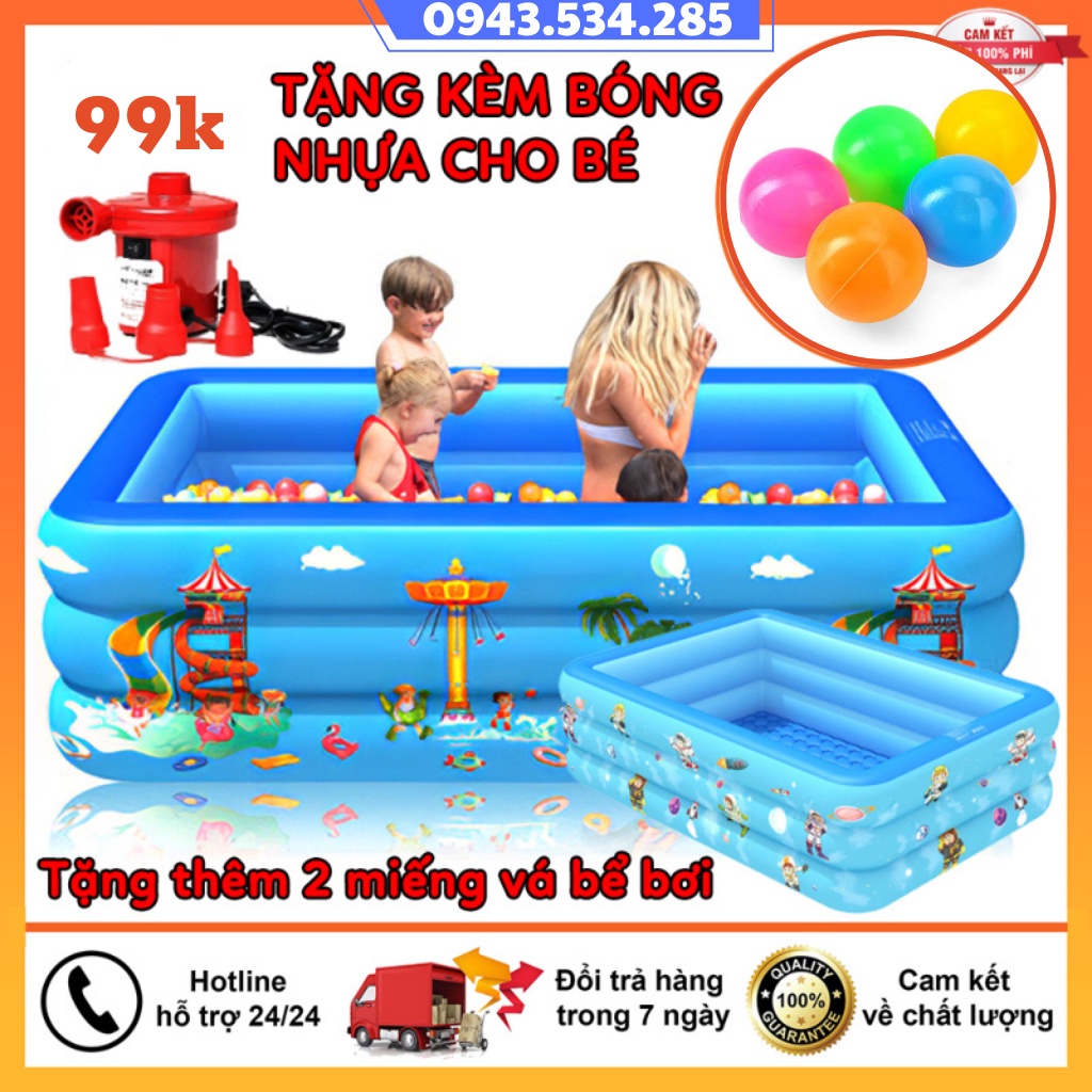 ✔️Bể Bơi Phao Trong Nhà 3 Tầng Cho Trẻ Em, Bể bơi phao trong nhà nhiều kích thước ĐÁY 2 LỚP CHỐNG TRƯỢT [BH 1 Đổi 1]