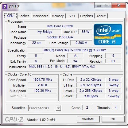 CPU chip Core i3 3220 Socket 1155 cho main H61, H67, H77, B75 95