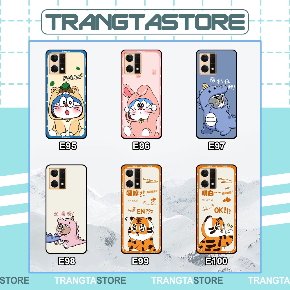 Ốp Oppo Reno 7 4G / Reno 7 5G / Reno 7Z  5G in hình cặp đôi doremon, hổ, khủng long dễ thương