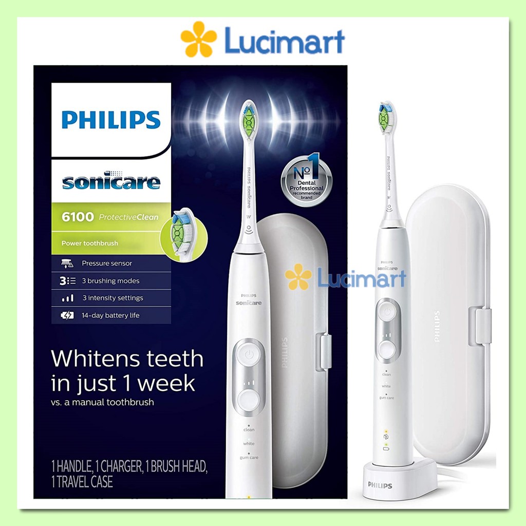 Bàn chải điện Philips Sonicare Protective Clean 6100, 6300, 7300 [Hàng Mỹ]