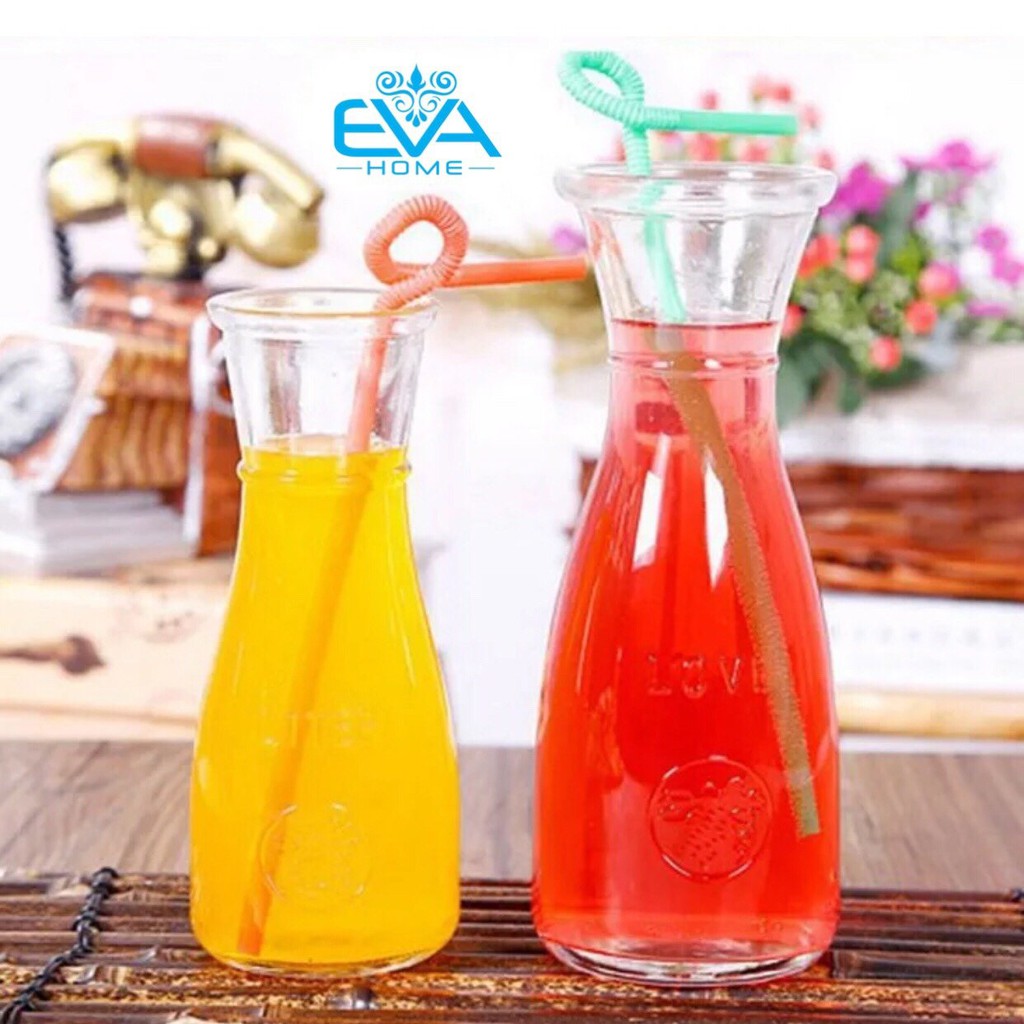 Bình bông ly thủy tinh  cắm hoa eo in hình  loại 350ml có kèm dây đay..