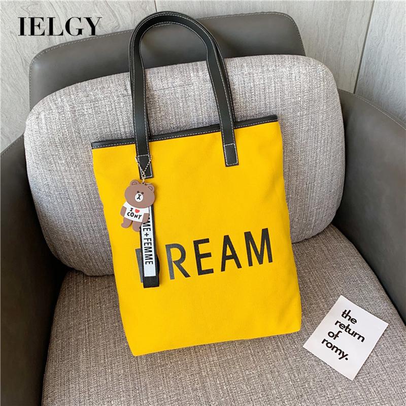 Túi xách IELGY đeo vai bằng vải canvas sức chứa lớn thời trang hàn quốc dành cho nữ