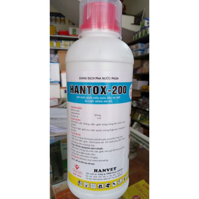 Hantox 200 diệt ruồi muỗi kiến gián rận ve, ghẻ, bọ chét, mòng, mạt gà