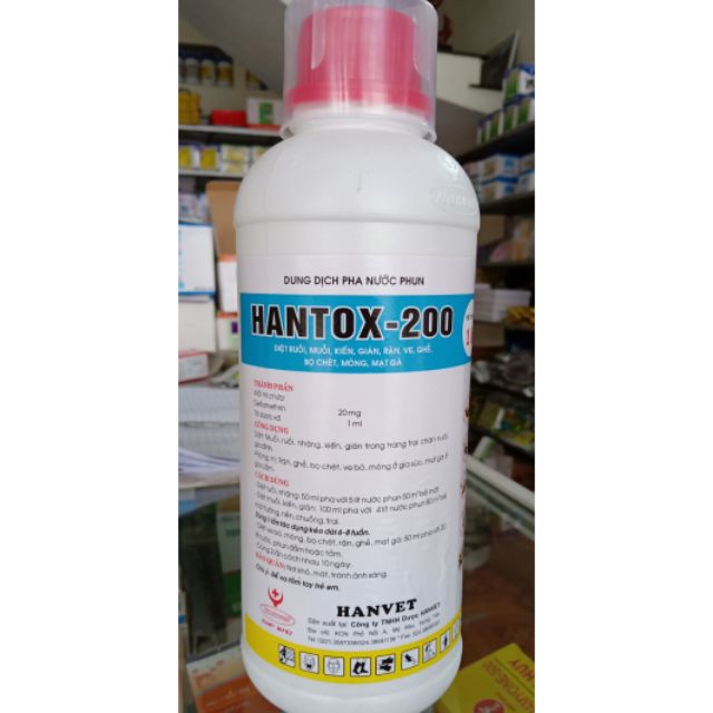 [Mã MINHVHB12 hoàn 9% đơn 199k] Hantox 200 diệt ruồi muỗi kiến gián rận ve, ghẻ, bọ chét, mòng, mạt gà