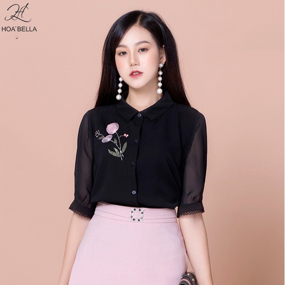 Áo Sơ Mi Nữ HOABELLA Thêu Hoa Sang Trọng (SM81200)