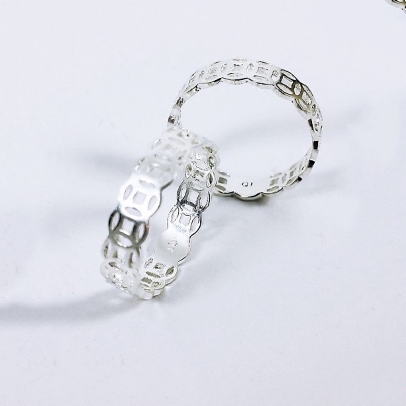 Nhẫn kim tiền trơn Agape chuẩn bạc Ta không bị xỉn màu