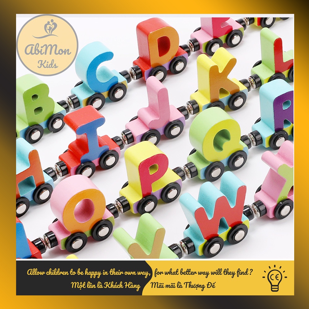 Đoàn Tàu Nam Châm Bằng Gỗ Cho Bé (bảng chữ cái) ☘️ Montessori cao cấp ✨ Đồ chơi Giáo Dục - An toàn - Thông minh